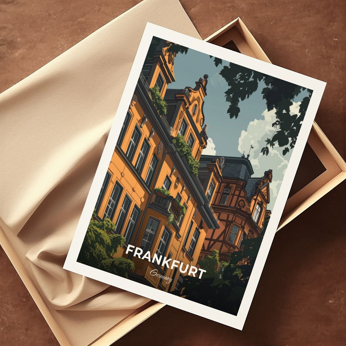Frankfurt Germany Historic Brick Townhouses Sunny Street Architecture Poster - Image 3