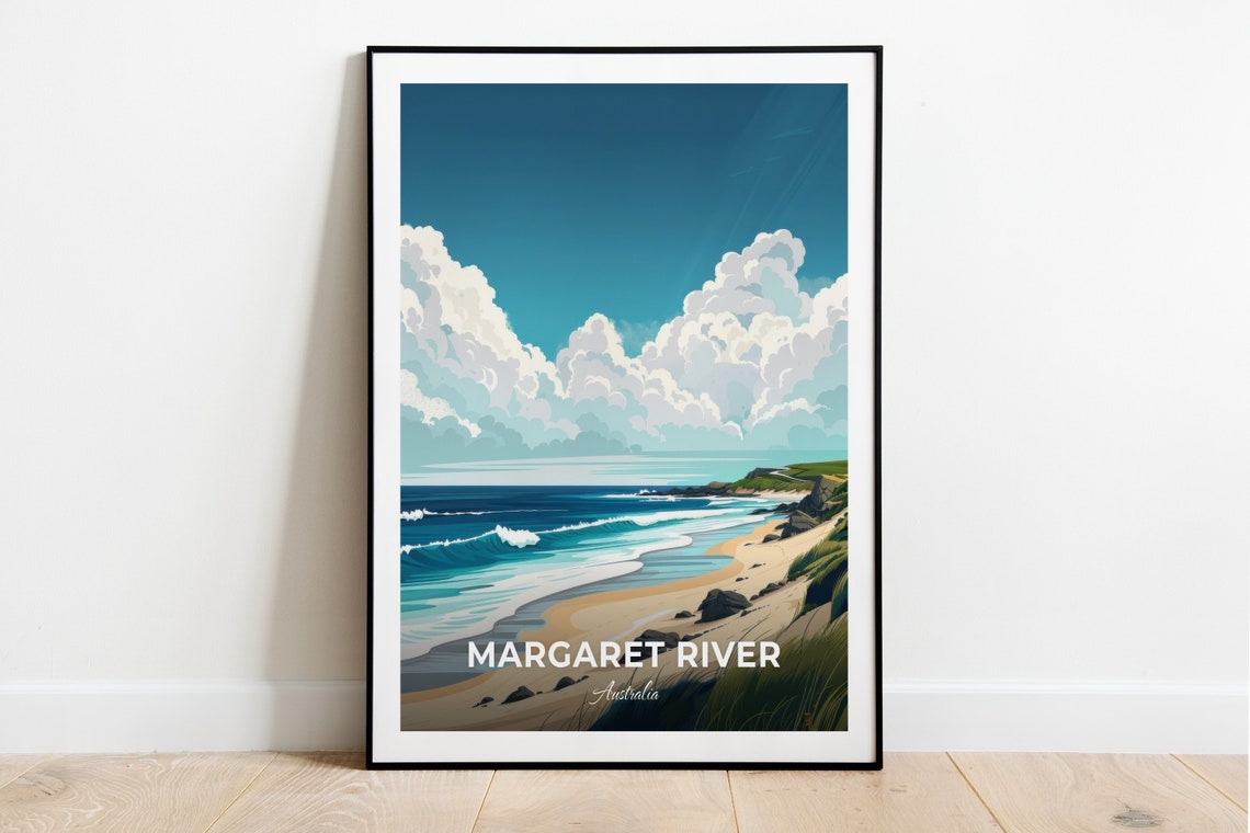 Margaret River Australia Rolling Waves Ocean Beach Travel Poster