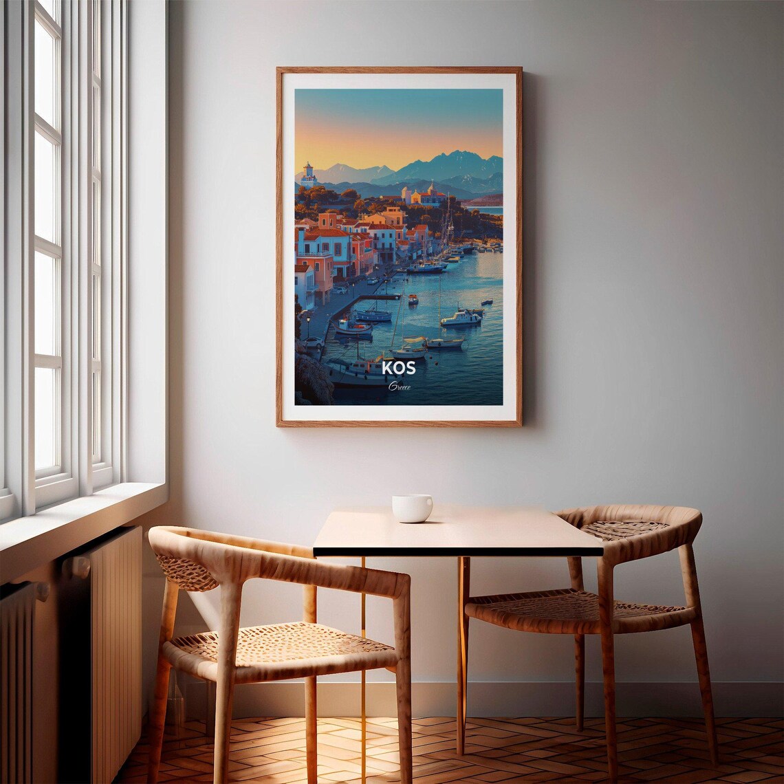 Kos Greece Harbor Town Dusk Boats Whitewashed Houses Travel Poster - Image 2