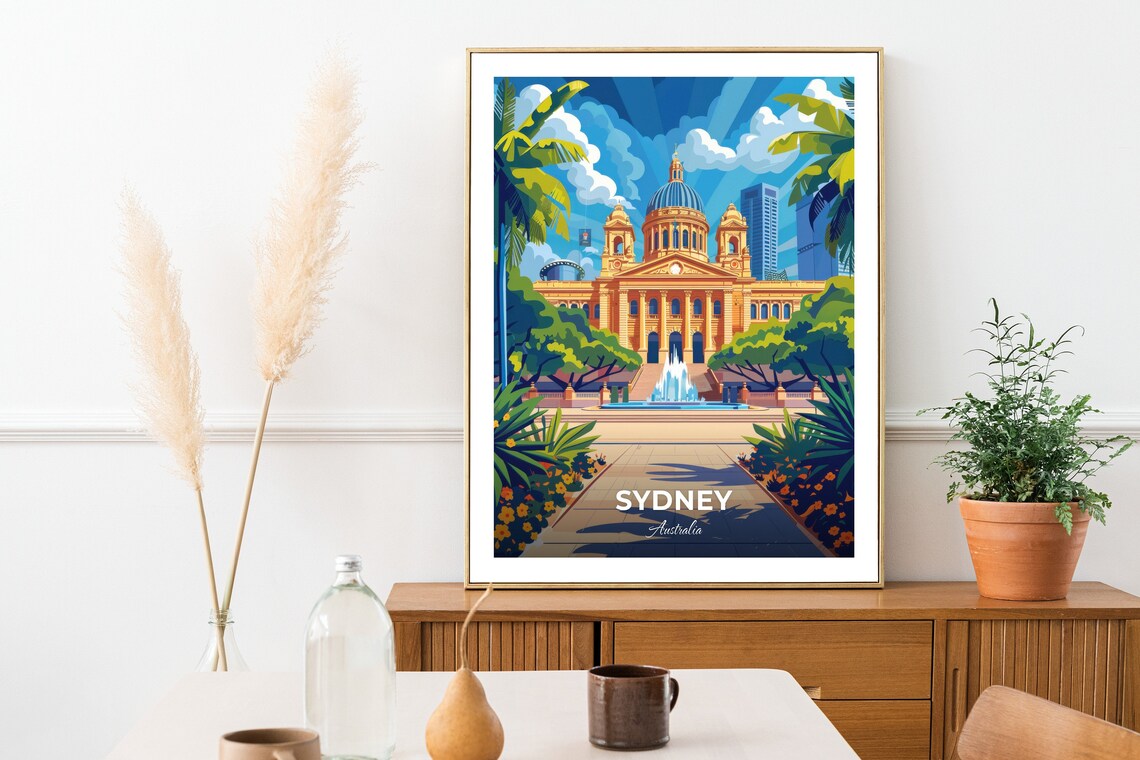 Sydney Australia Grand Domed Building Fountain Travel City Poster - Image 2