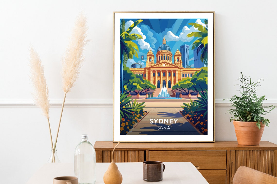 Sydney Travel Poster Art Gallery Of New South Wales City Print Cityscape Artwork Birthday Wedding Gift Wall Art Location Print - Image 2
