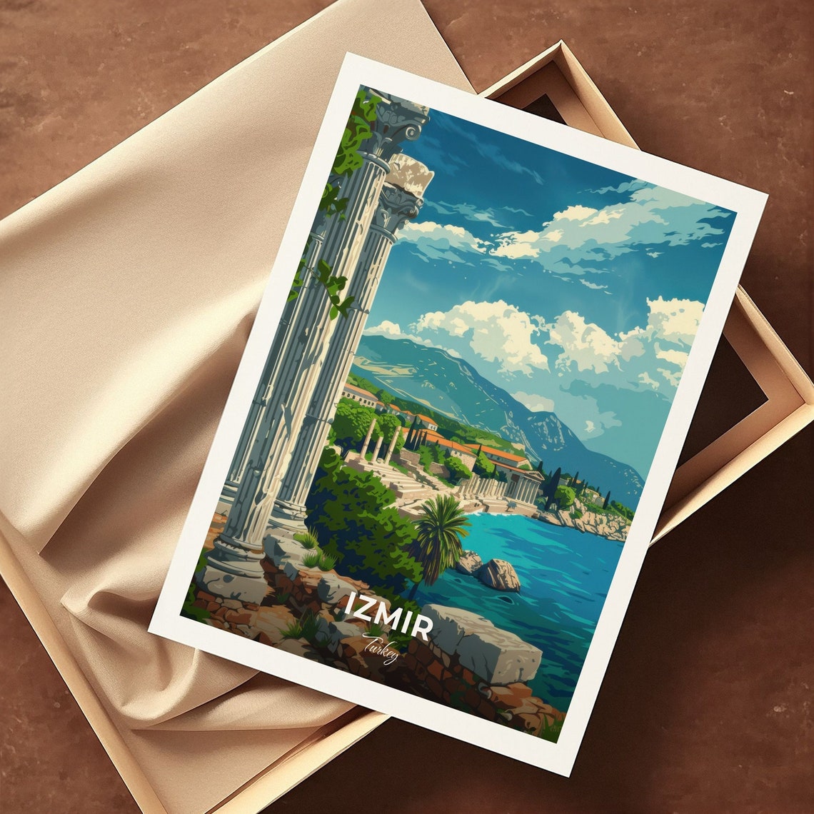 Izmir Turkey Ancient Agora Ruins Travel Poster Seaside Columns Art - Image 3