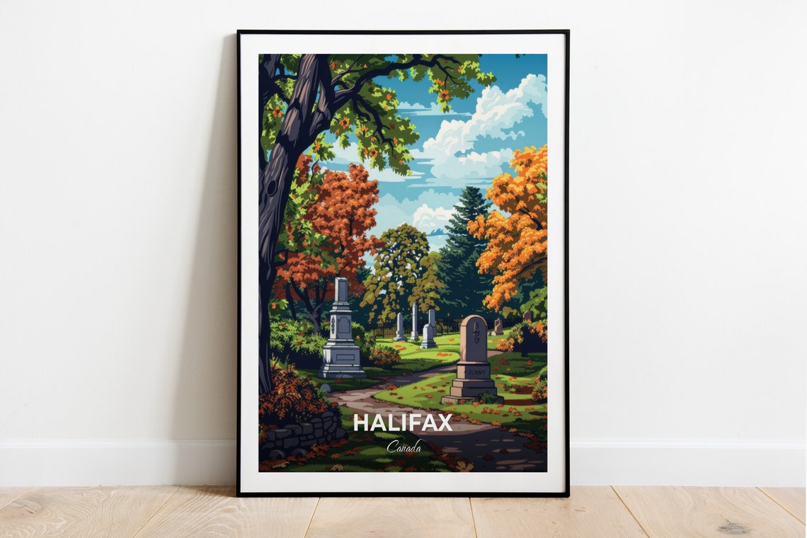 Halifax Canada Fairview Lawn Cemetery Autumn Trees Peaceful Poster