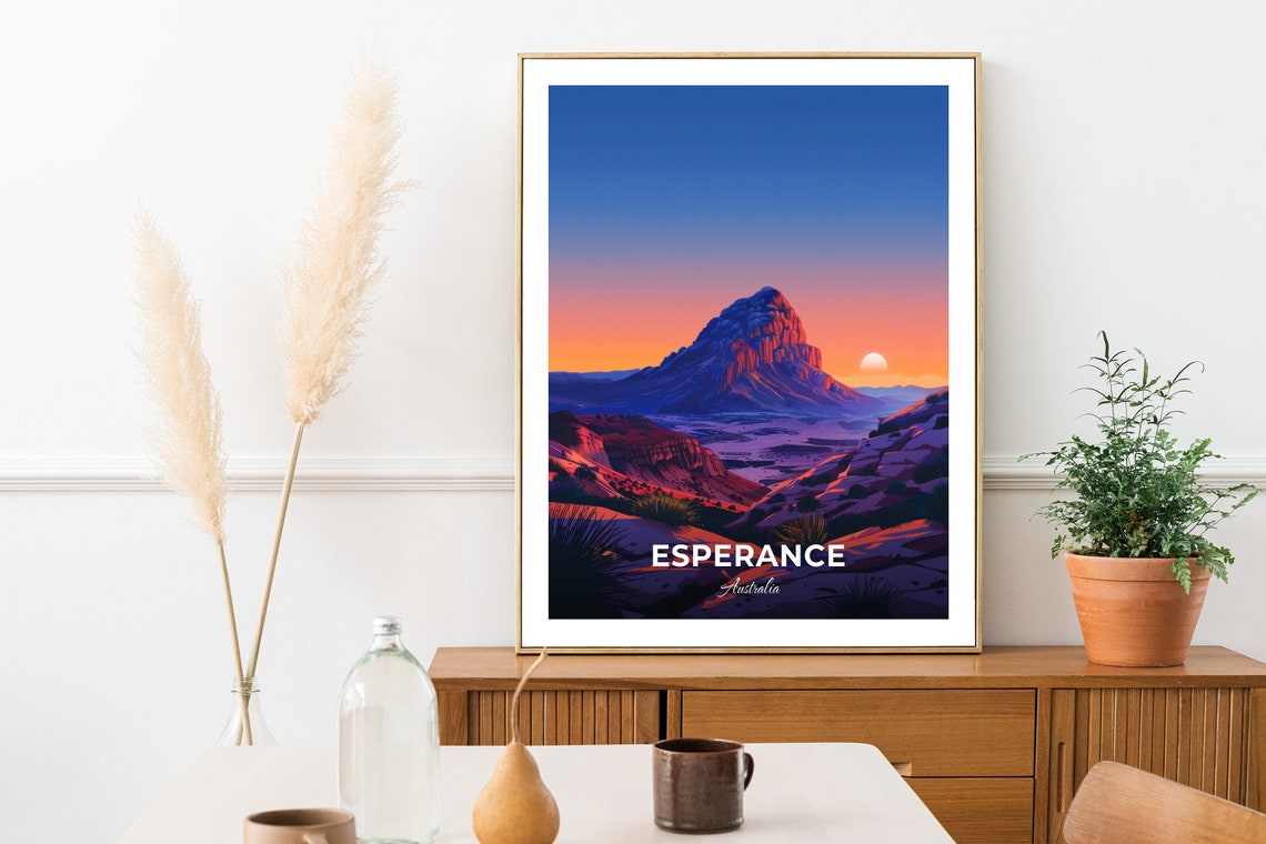 Esperance Australia Desert Peak Burning Orange Horizon Poster - Image 2
