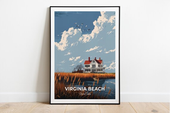 Virginia Beach United States Marsh Cottage Wildfowl Birds Cloudy Poster