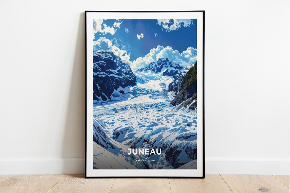 Juneau Mendenhall Glacier Alaska Ice Field United States Travel Poster