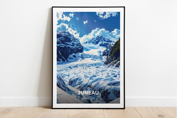 Juneau Mendenhall Glacier Alaska Ice Field United States Travel Poster