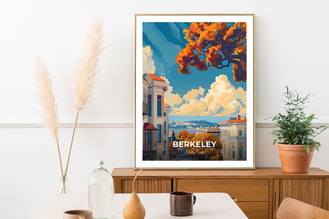 Berkeley California Street Bay View Historic Buildings Travel Poster - Image 2