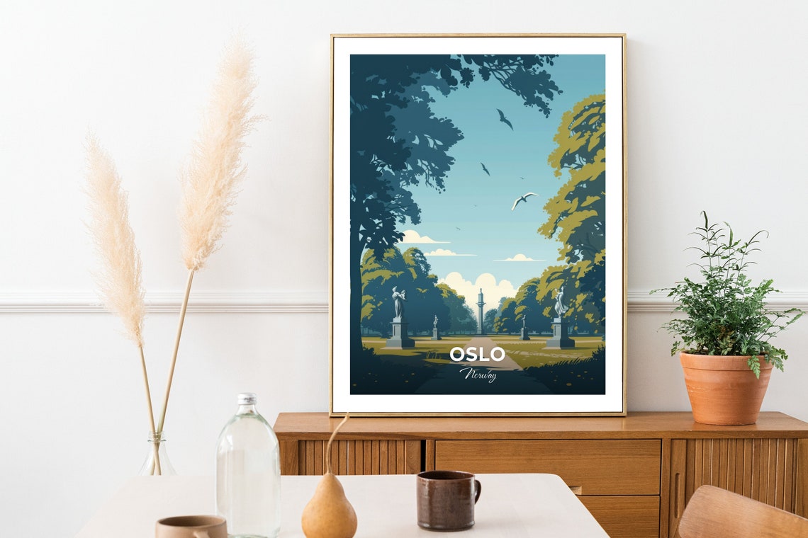 Oslo Norway Frogner Park Sculpture Avenue Statues Travel Poster - Image 2