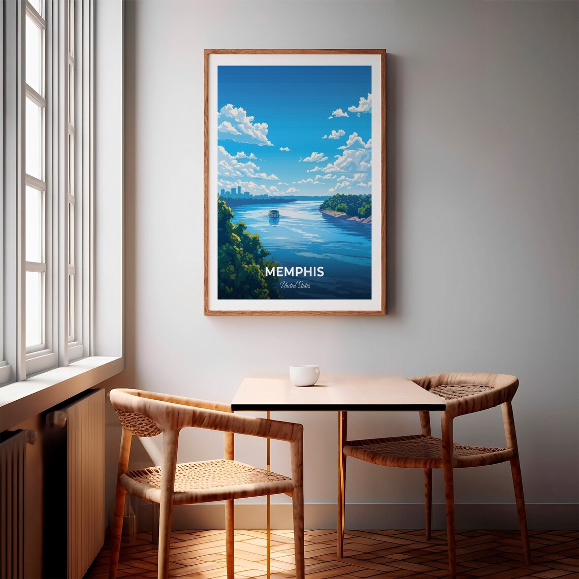 Memphis Mississippi River Skyline Sunset Riverboat Travel Poster - Image 2