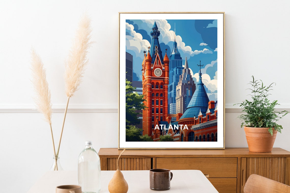 Atlanta Georgia Travel Poster Historic Flatiron Skyline Artwork - Image 2
