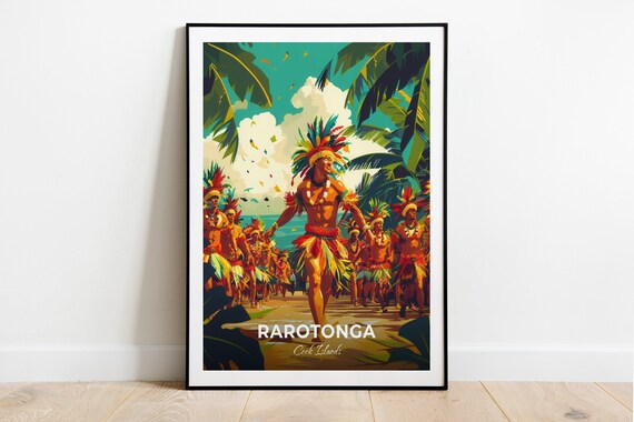 Rarotonga Cook Islands Traditional Dancers Festival Travel Poster