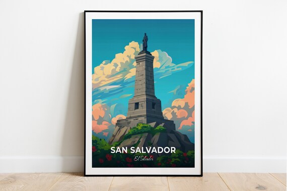 San Salvador Monument to the Revolution Tower Statue Travel Poster