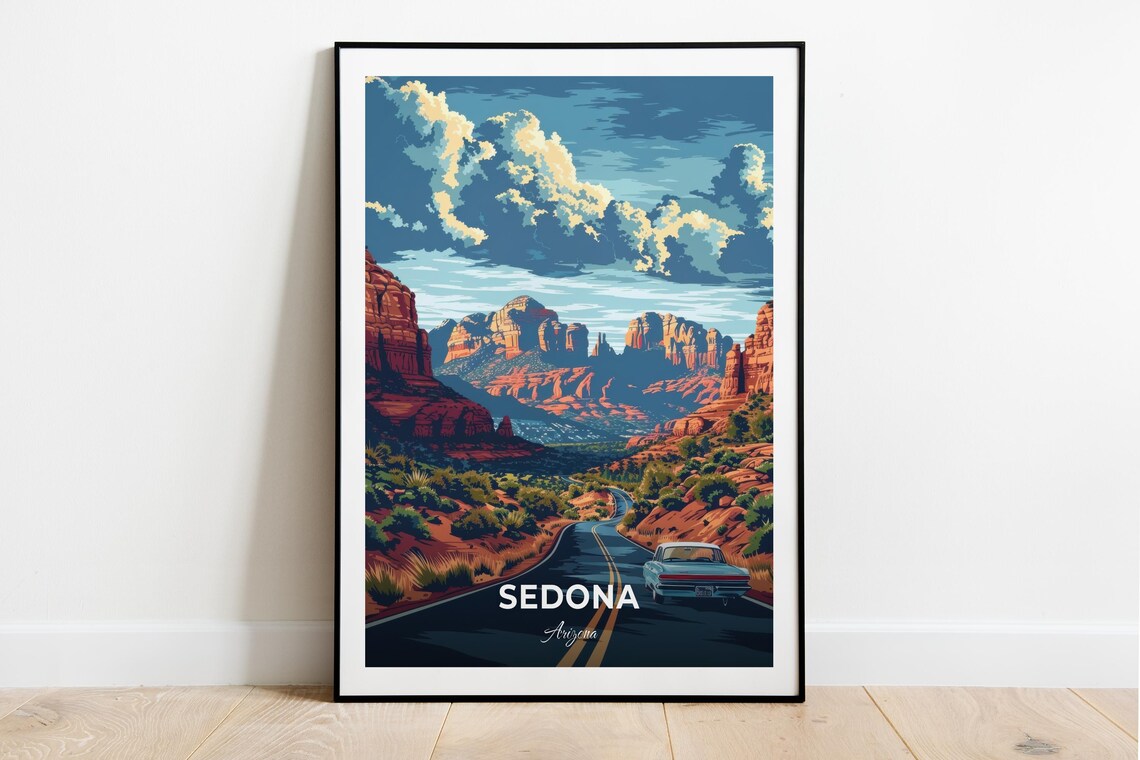 Sedona Arizona Desert Road Red Rock Scenic Drive Travel Poster