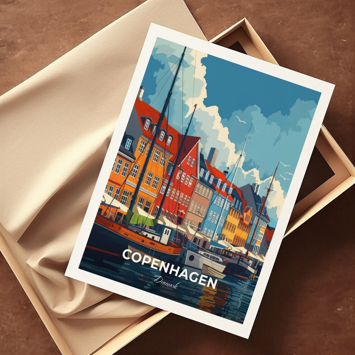 Copenhagen Denmark Nyhavn Colorful Houses Harbor Boats Travel Poster - Image 3