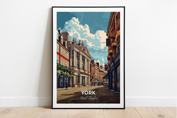 York Theatre Royal Historic Street City View England Travel Poster