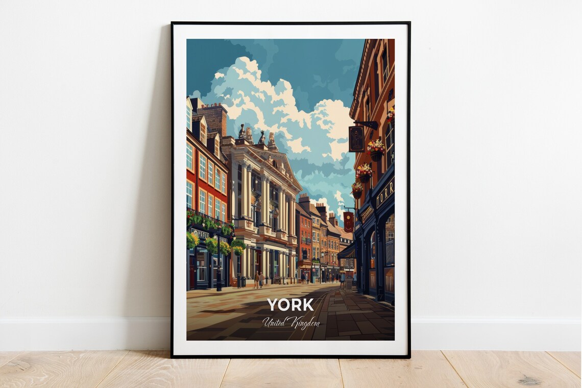 York Theatre Royal Historic Street City View England Travel Poster