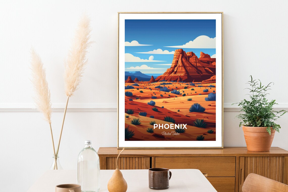 Phoenix Papago Park Red Desert Buttes United States Travel Poster - Image 2