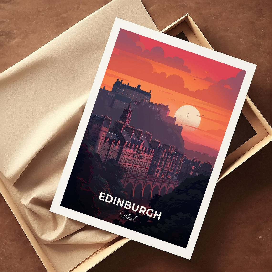 Edinburgh Holyrood Palace Sunset Scotland Modern Travel Poster - Image 4