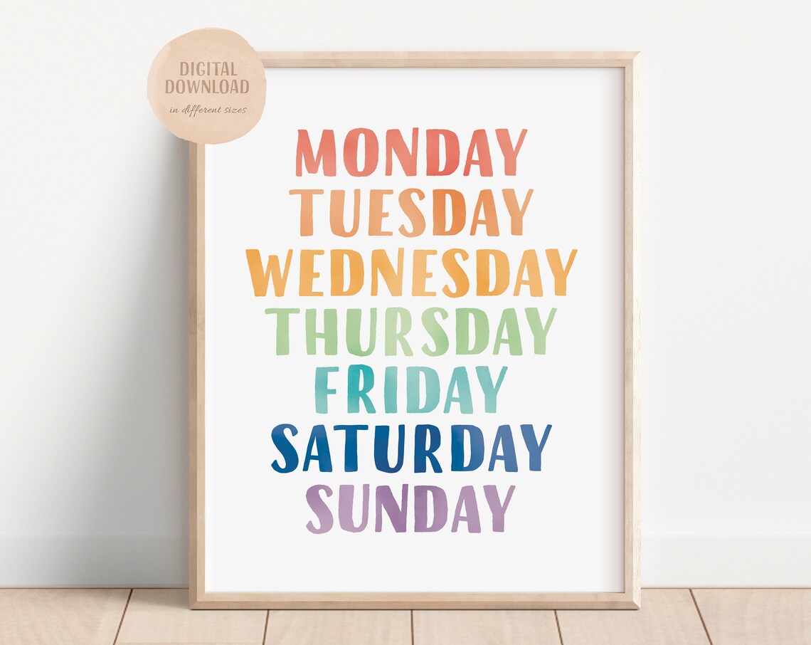 Rainbow Days of the Week Educational Poster - Image 4