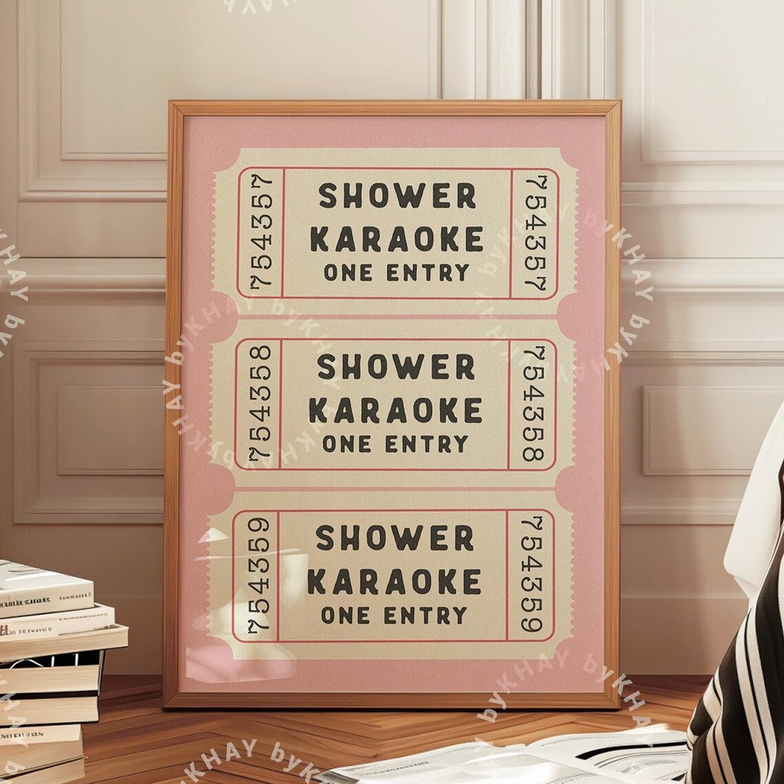 Shower Karaoke Pink Bathroom Poster Print