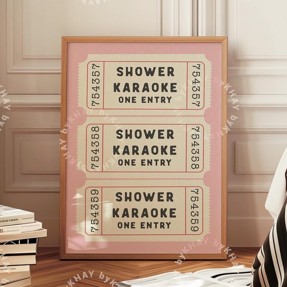 Shower Karaoke Pink Bathroom Poster Print