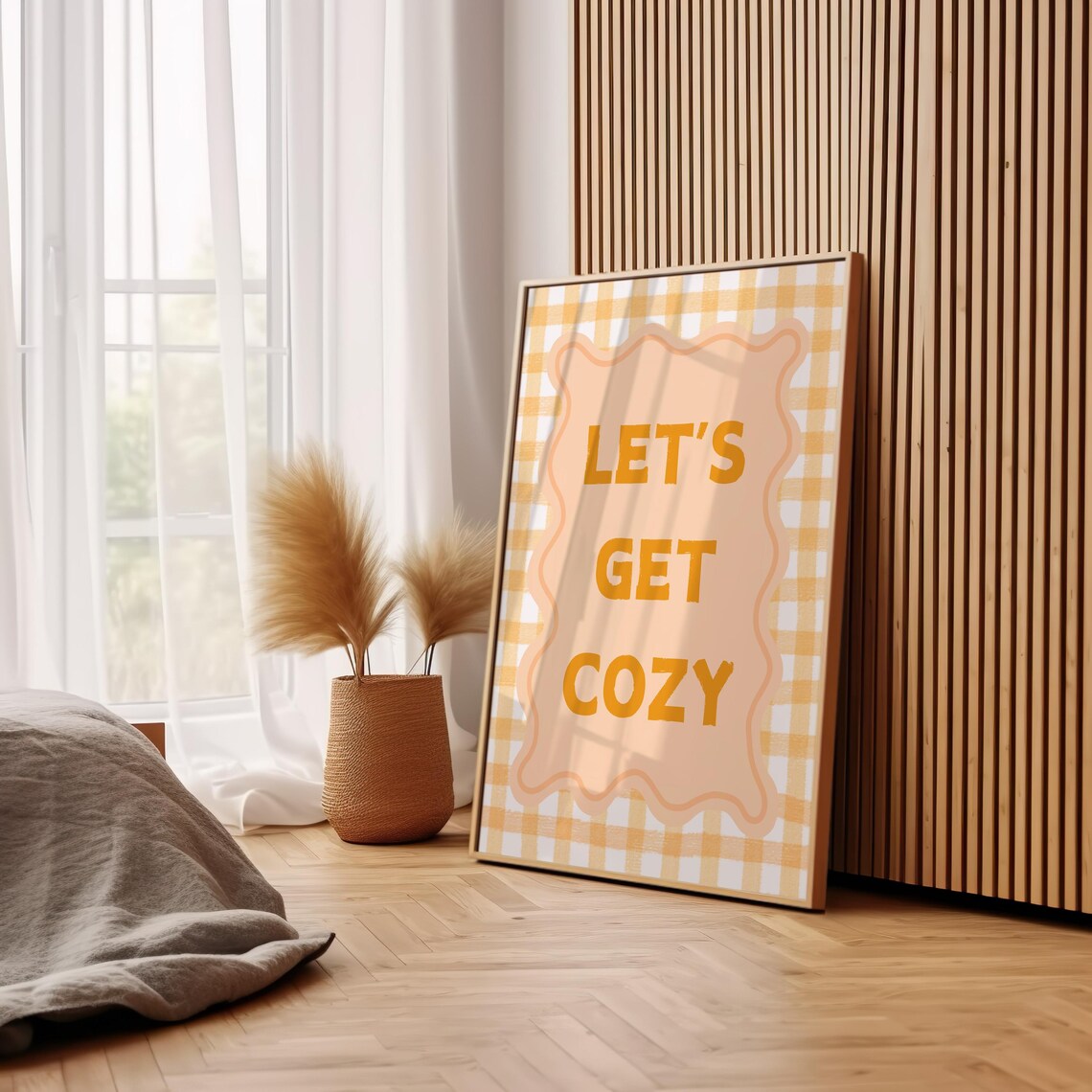 Lets Get Cozy Fall Quote Poster, Neutral Farmhouse - Image 2