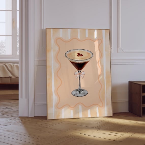 Espresso Martini Print Cocktail Wall Art Trendy Aesthetic Bar Cart Art Minimalist Print Alcohol Print Coffee Print