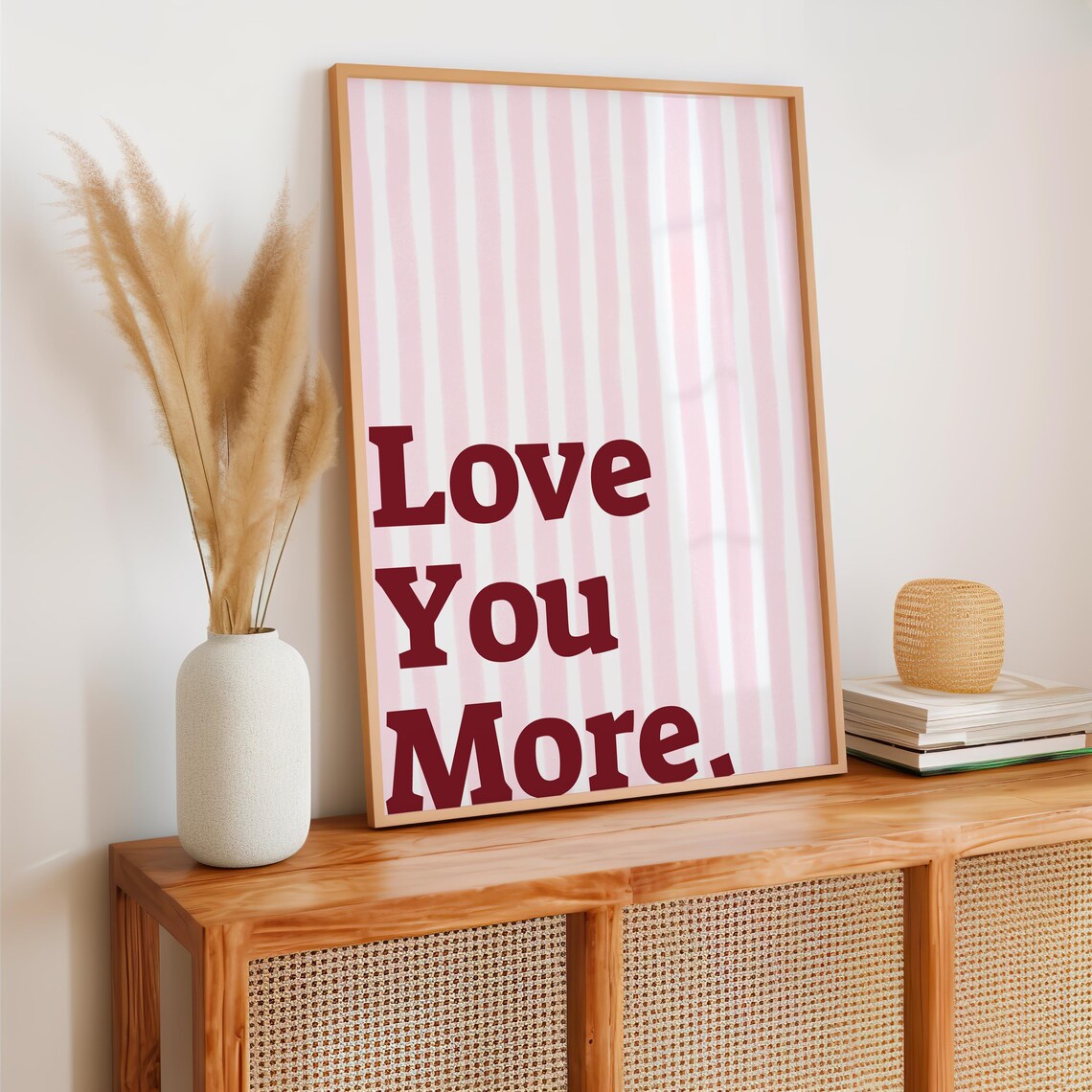 Love You More Typography Print, Pink Aesthetic Art - Image 2