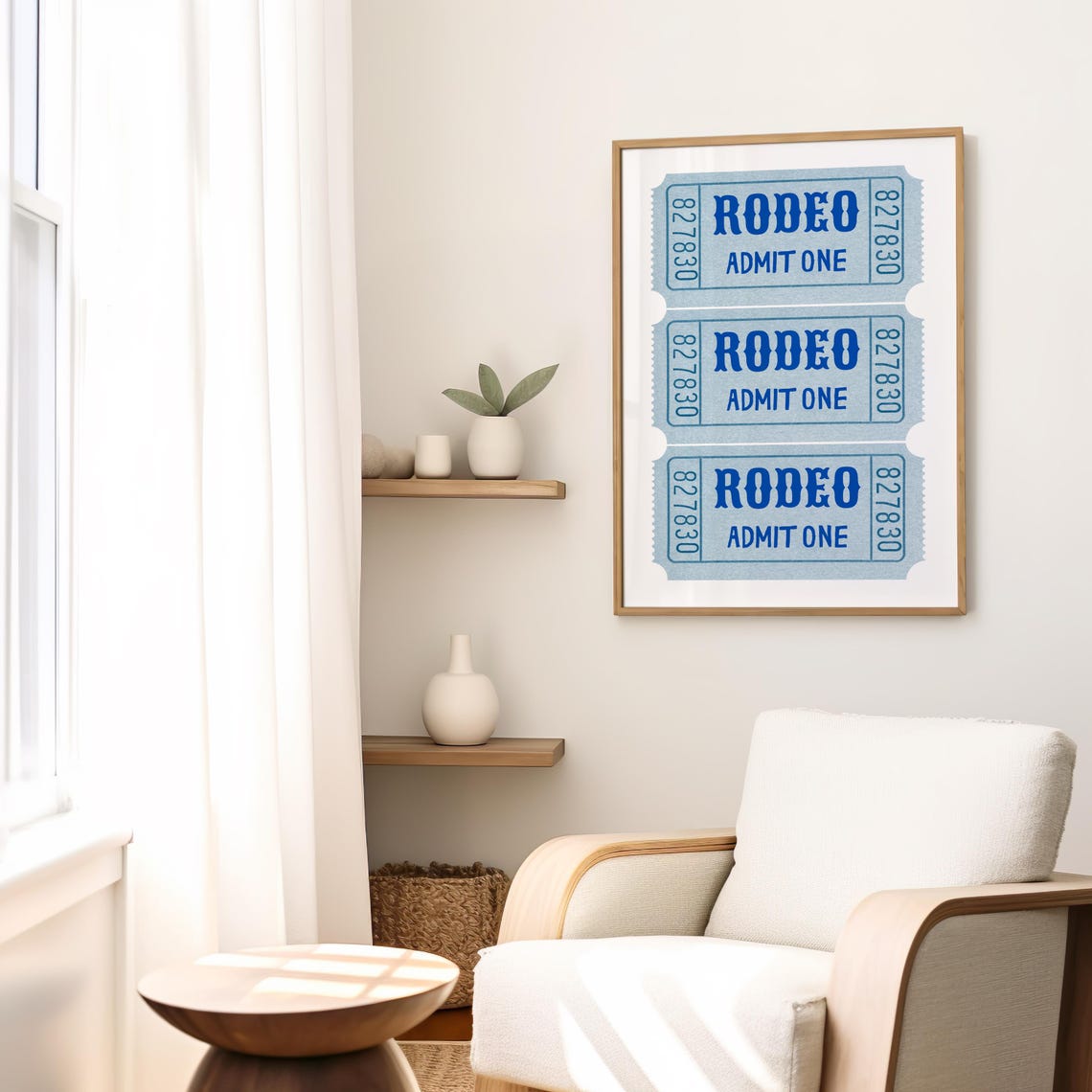 Rodeo Admit One Tickets Blue Retro Ticket Stub Western Poster - Image 2