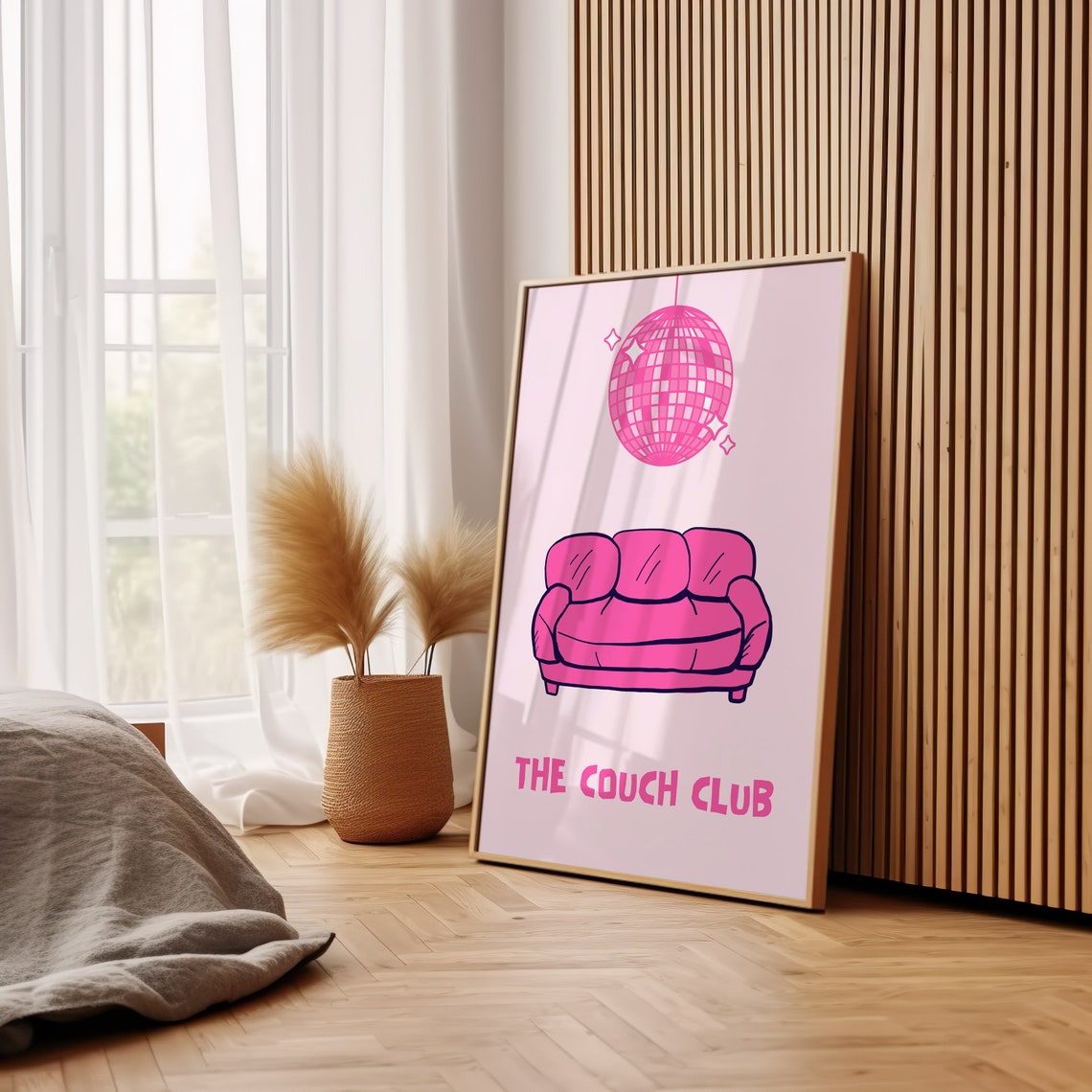 The Couch Club Print Trendy Living Room Decor Cute Quote Art Pink Aesthetic Apartment Wall Art Trendy Retro Living Room Print - Image 3
