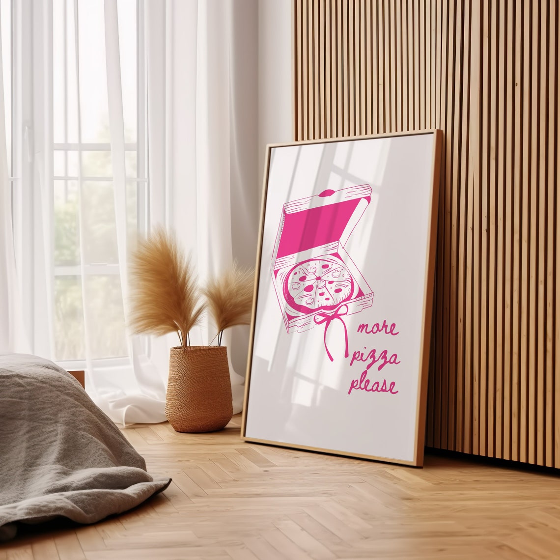 More Pizza Please Hot Pink Pizza Box Trendy Kitchen Art Poster - Image 2