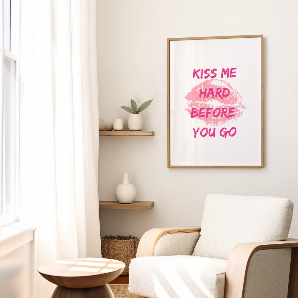 Kiss Me Hard Before You Go Pink Lipstick Kiss Dorm Room Poster - Image 2