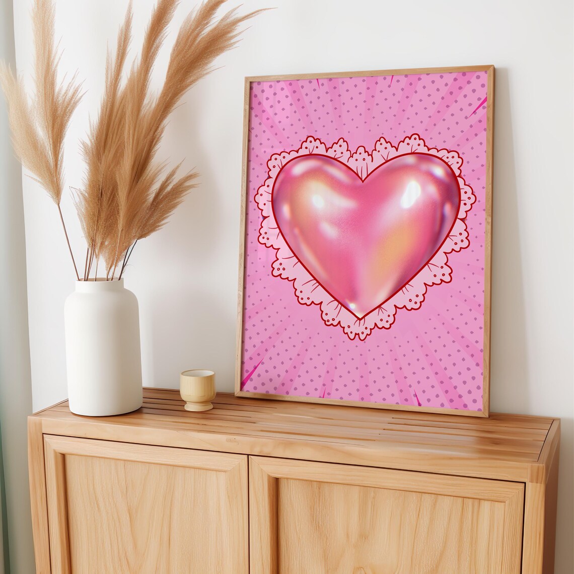 Coquette Aesthetic Balletcore Pink Heart Art Print - Image 3