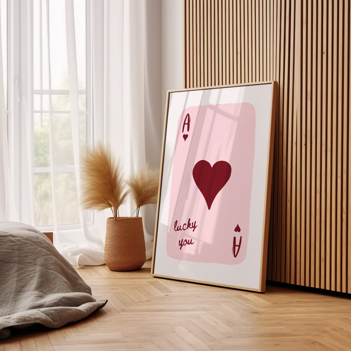 Lucky You Ace of Hearts Playing Card Pink Retro Trendy Wall Poster - Image 3