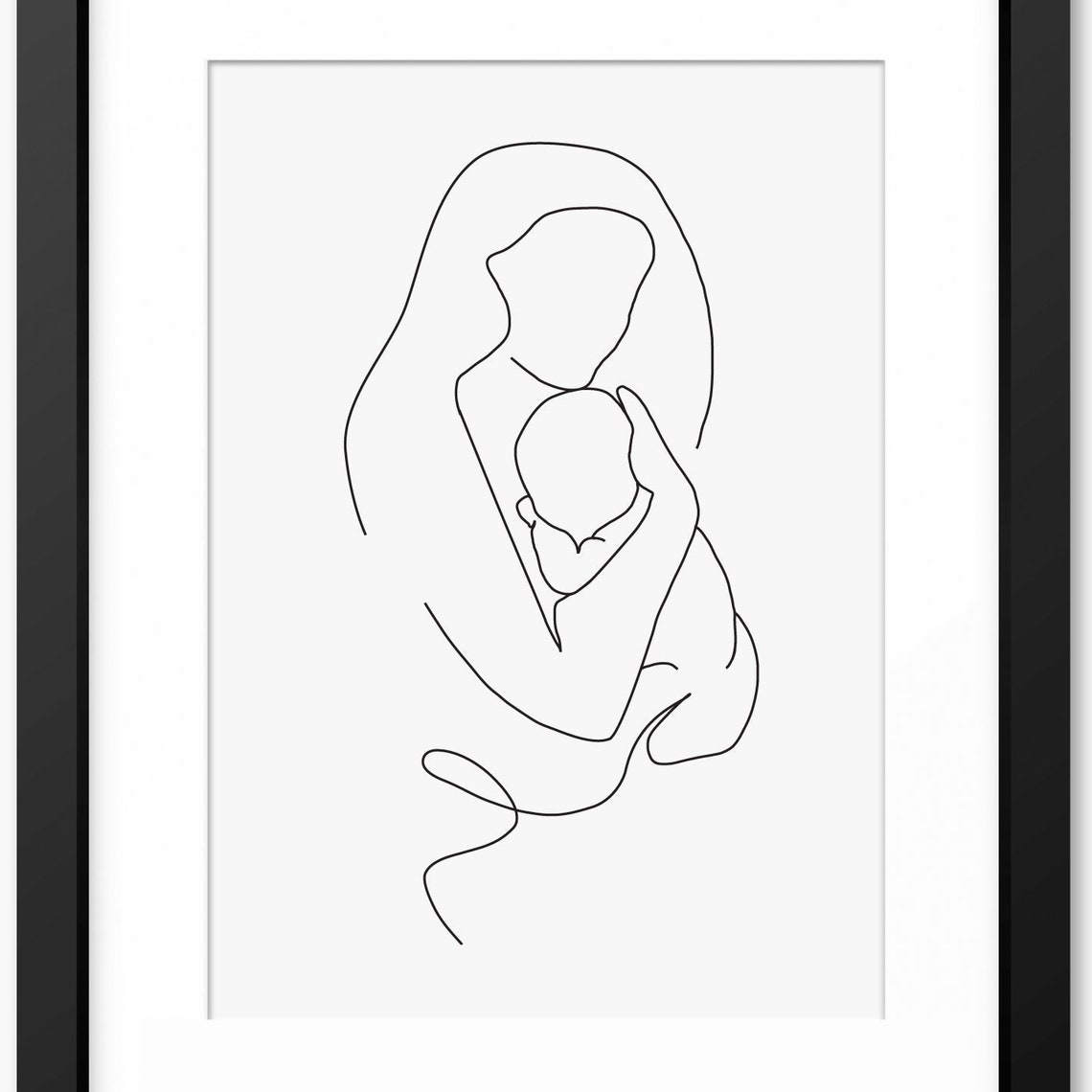 Mother And Baby Art New Baby Gift New Mum Print New Mum Gift Newborn Gift New Mom Gift Line Art Baby Shower Gift Baby Print Wall Art