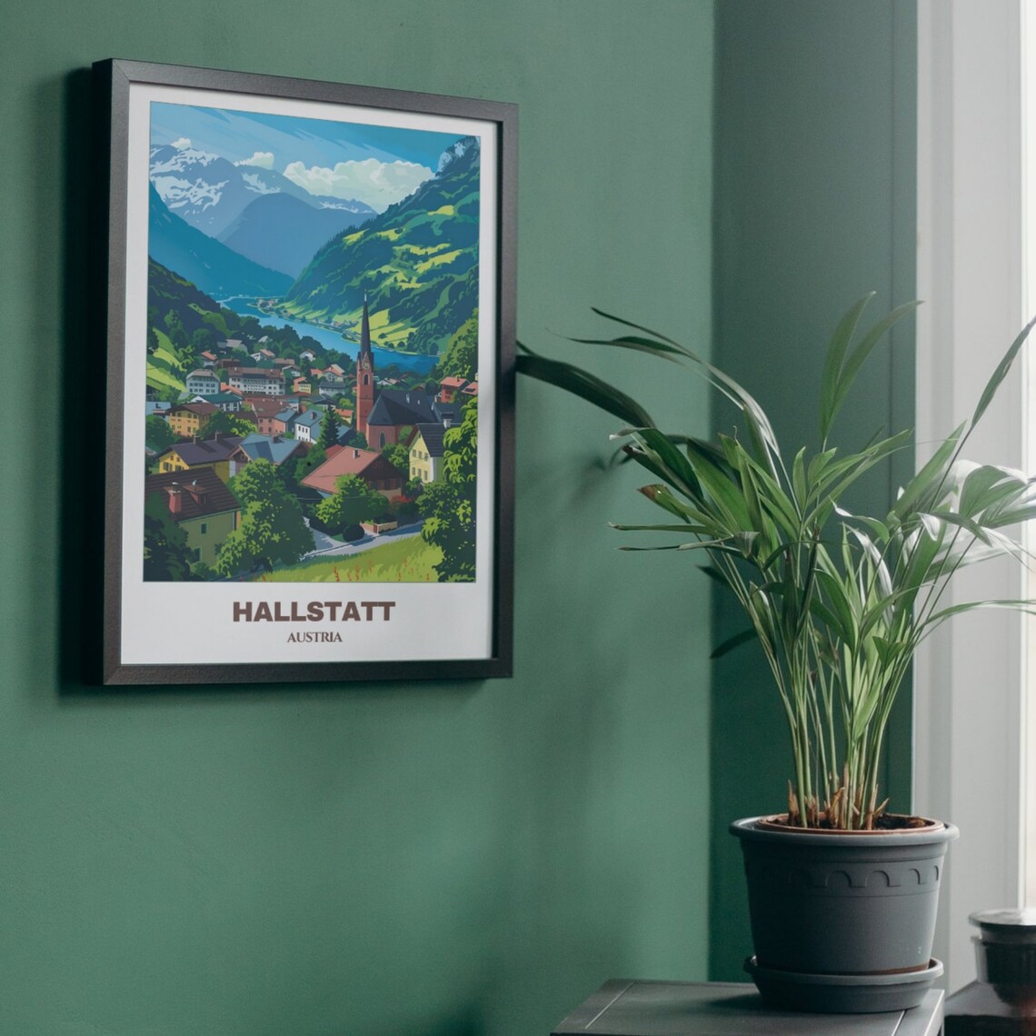 Hallstatt Travel Poster Austria Travel Poster Hallstatt Painting Cityscape Painting Travel Wall Art Home Decor Hallstatt Trip - Image 5