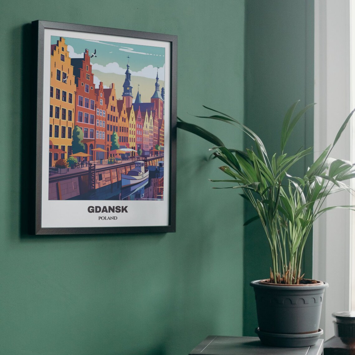 Gdansk Riverside Embankment Historic Houses Boat Summer Poster - Image 5