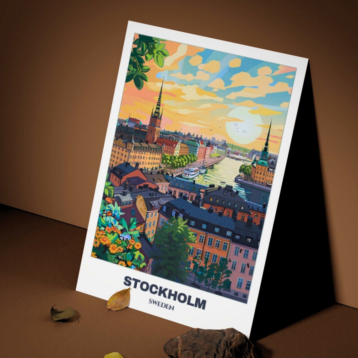 Stockholm Travel Poster, Sweden Cityscape Art Print - Image 3