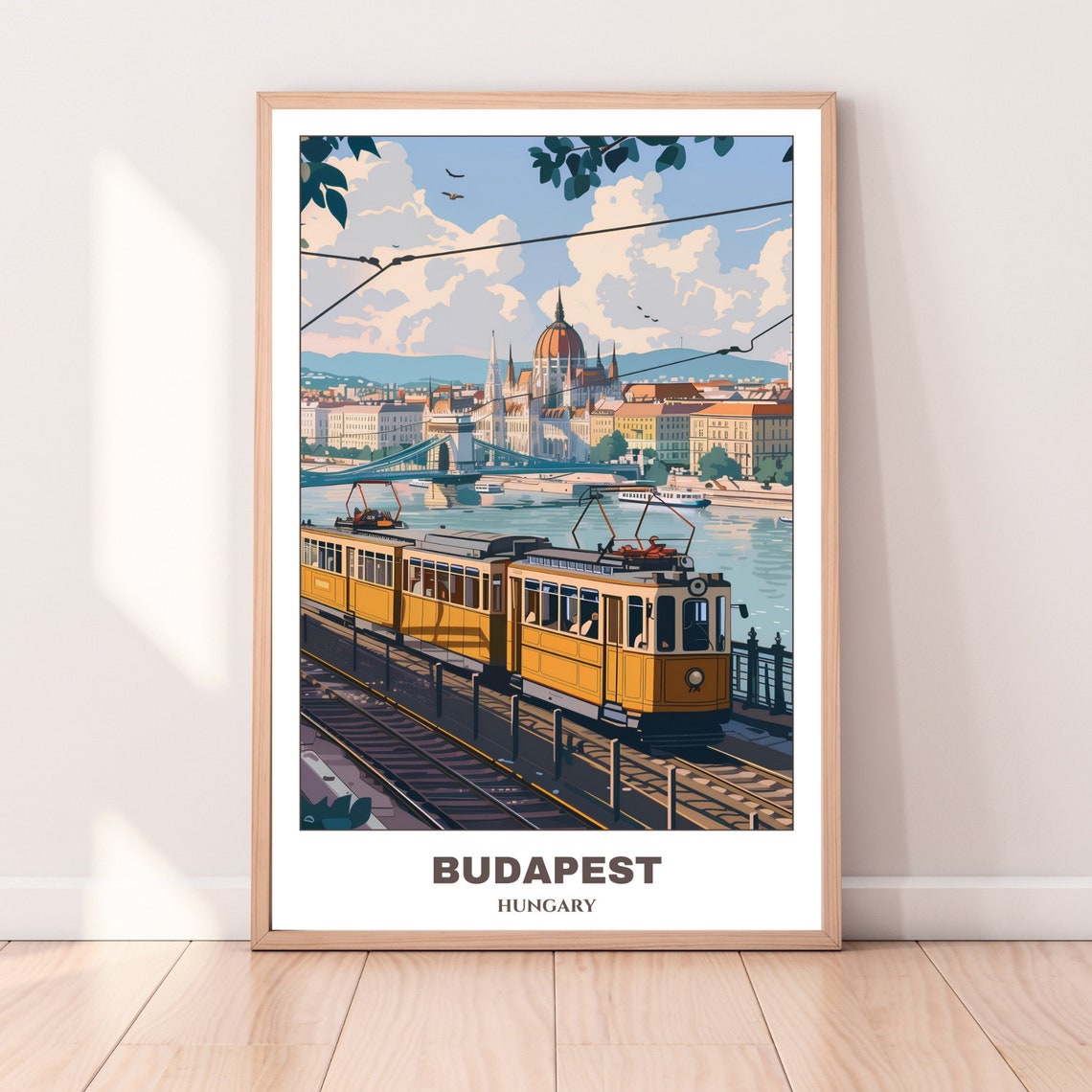 Budapest Hungary Vintage Yellow Tram Danube Riverside Ride Poster - Image 4