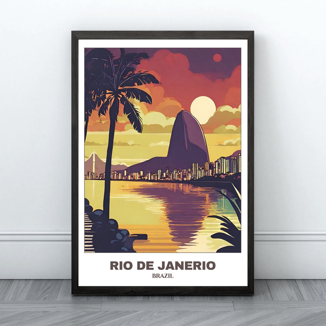 Rio De Janerio Travel Poster Brazil Travel Poster Cityscape Painting Print Wall Art Rio Home Decor Brazil Travel