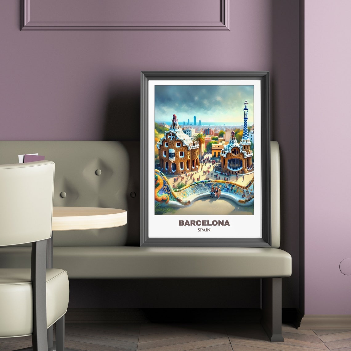 Barcelona Travel Poster Spaintravel Poster Oil Painting Cityscape Painting Travel Wall Art Room Decor Park Gell Trip - Image 2