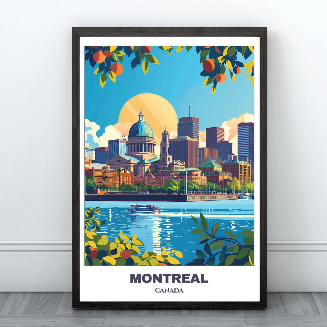 Montreal Canada Waterfront Skyline Old Market Hall Summer Poster