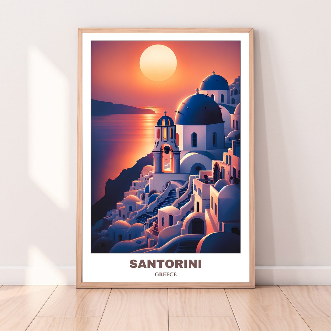 Santorini Greece Sunset Over Blue Domed Churches Sea View Poster - Image 5