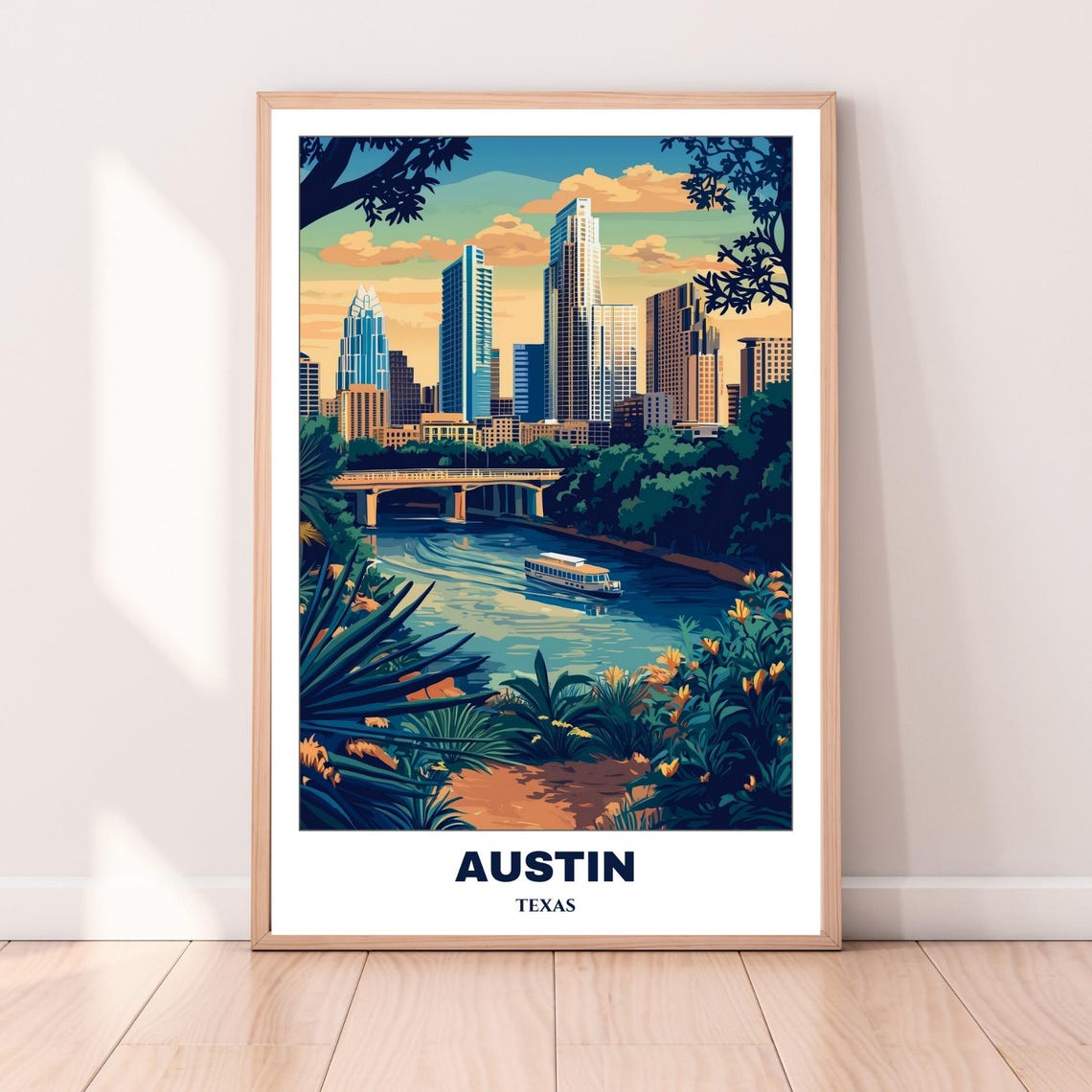 Austin Sunset Congress Bridge River Cruise Skyline View Poster - Image 3