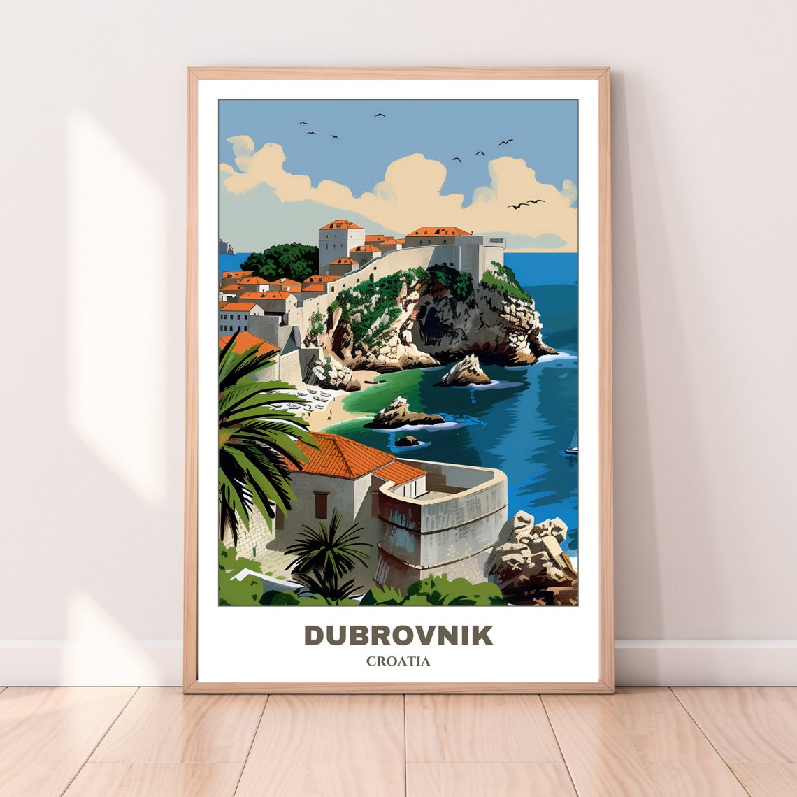 Dubrovnik Croatia Cliff Fortress Turquoise Cove Travel Poster - Image 4