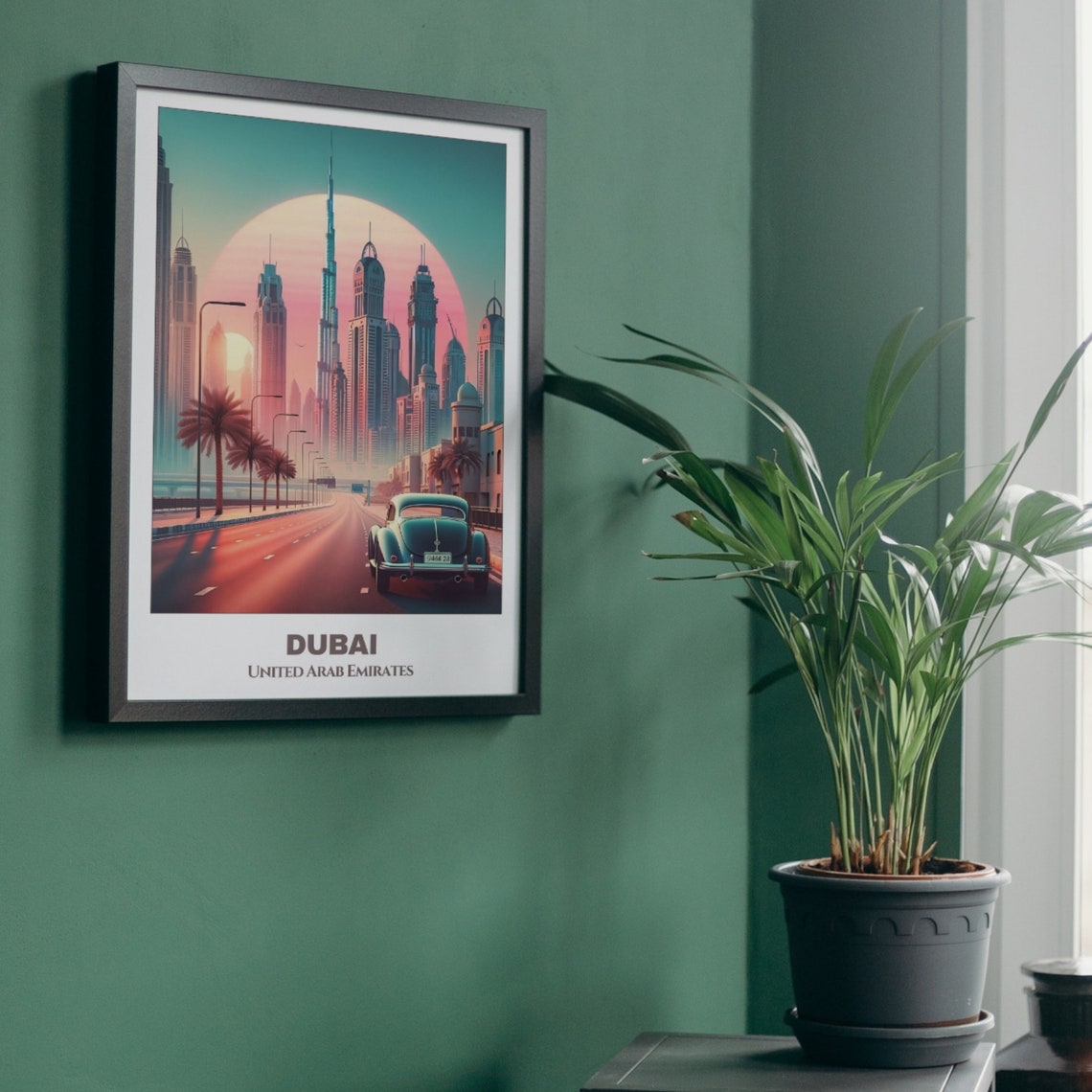 Dubai Travel Poster United Arab Emirates Travel Poster Cityscape Painting Print Wall Art Travel Room Decor Dubai Trip - Image 5