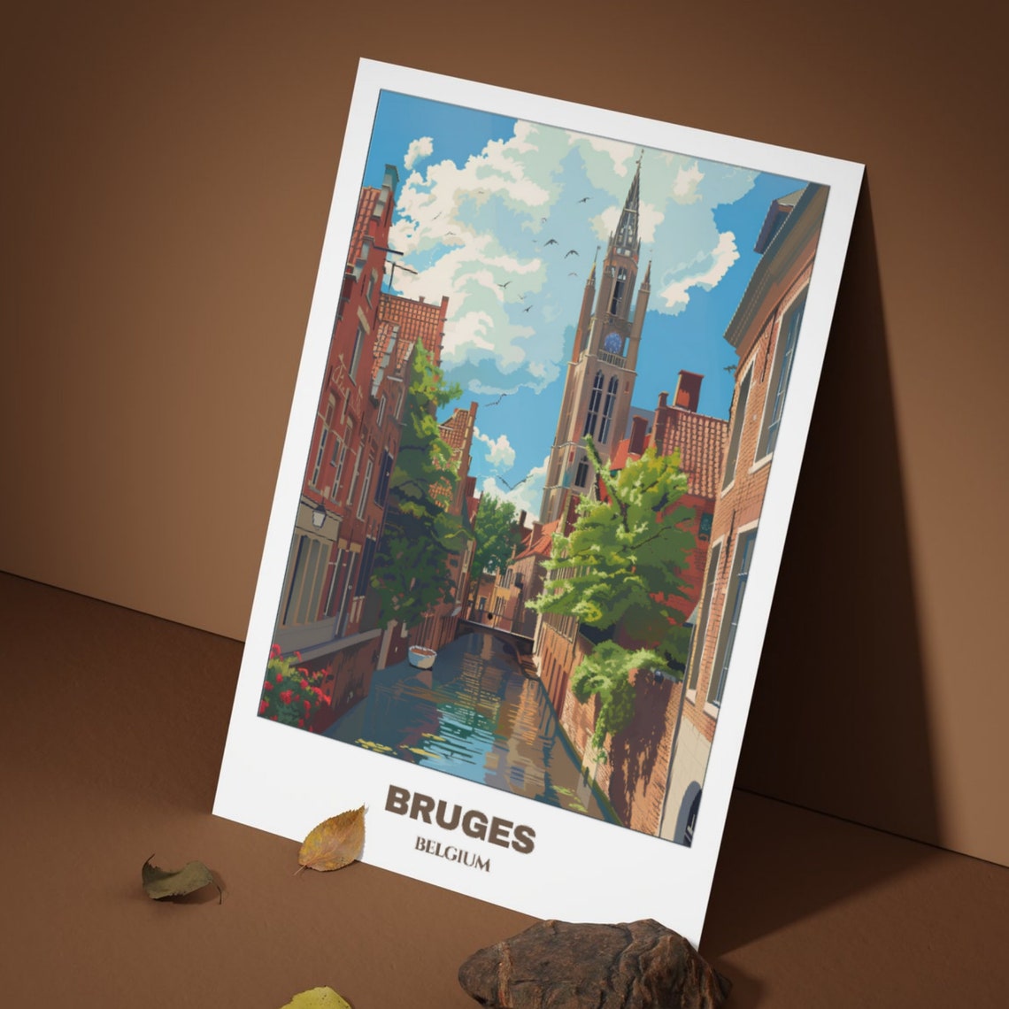 Bruges Belgium Canal Belfry Tower Medieval Street Travel Poster - Image 3