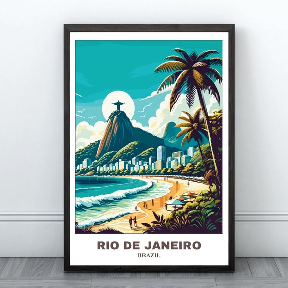 Rio De Janeiro Travel Poster, Cityscape Art Print