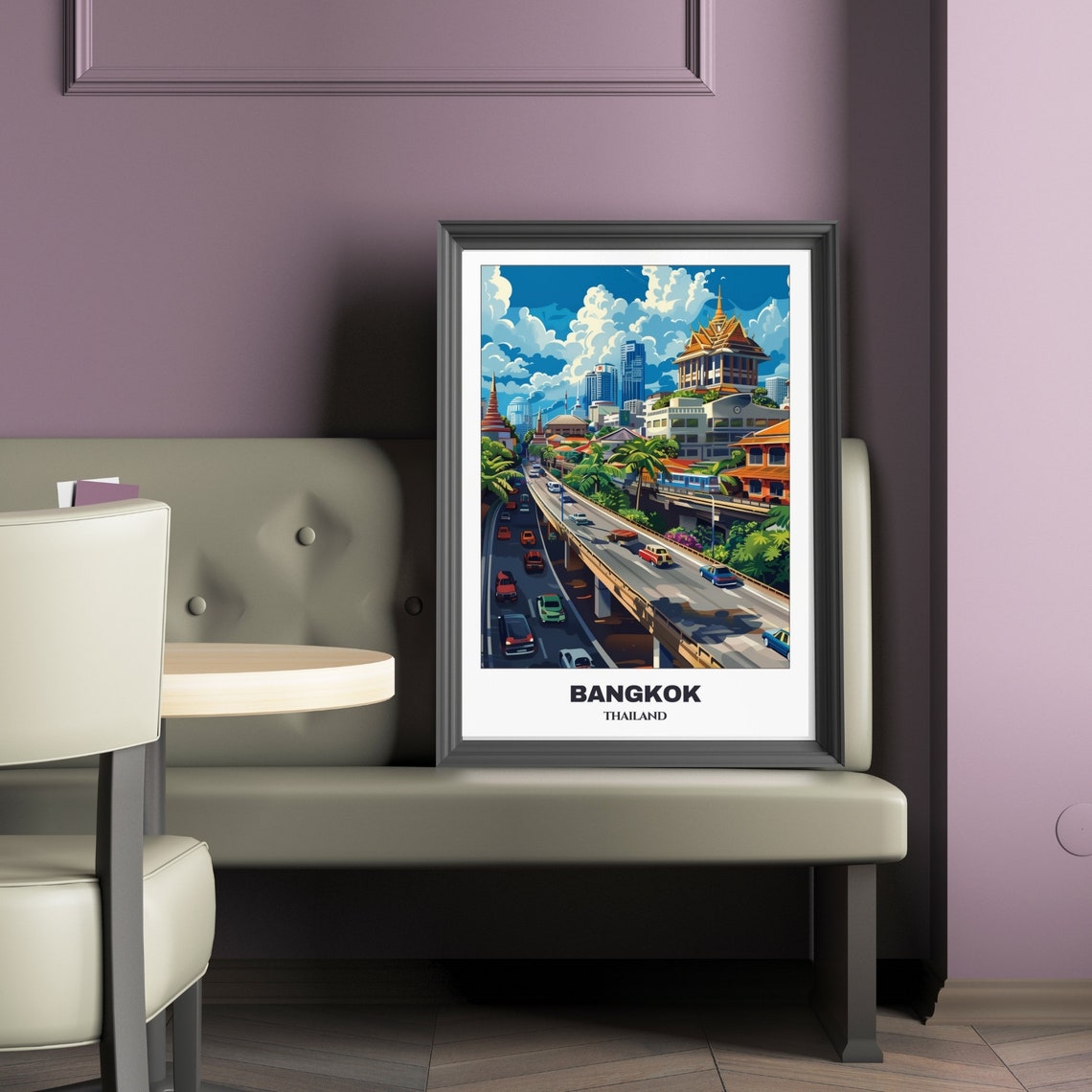 Bangkok Travel Poster Thailand Travel Poster Citycape Painting Print Wall Art Bangkok Home Decor Bangkok Trip Print - Image 2